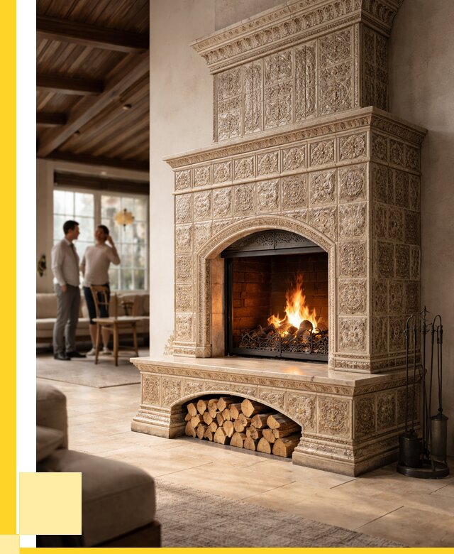 Купить изразцовый камин в Нововоронеже от 253000 р. | ЭриданНвв