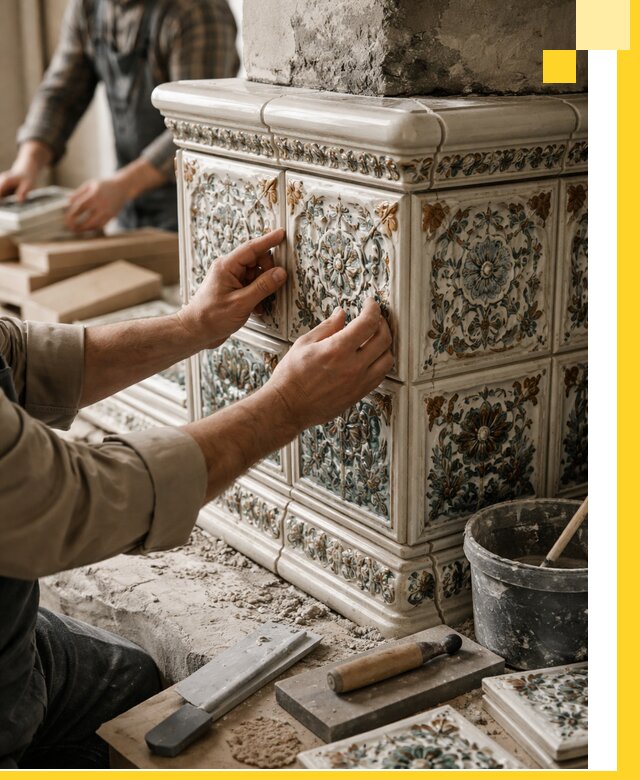 Изразцовые камины под ключ в Нововоронеже: проект и монтаж