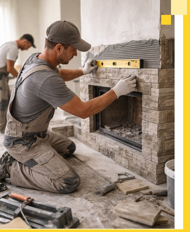 Облицовка каминов в Нововоронеже, монтаж и отделка натуральным камнем