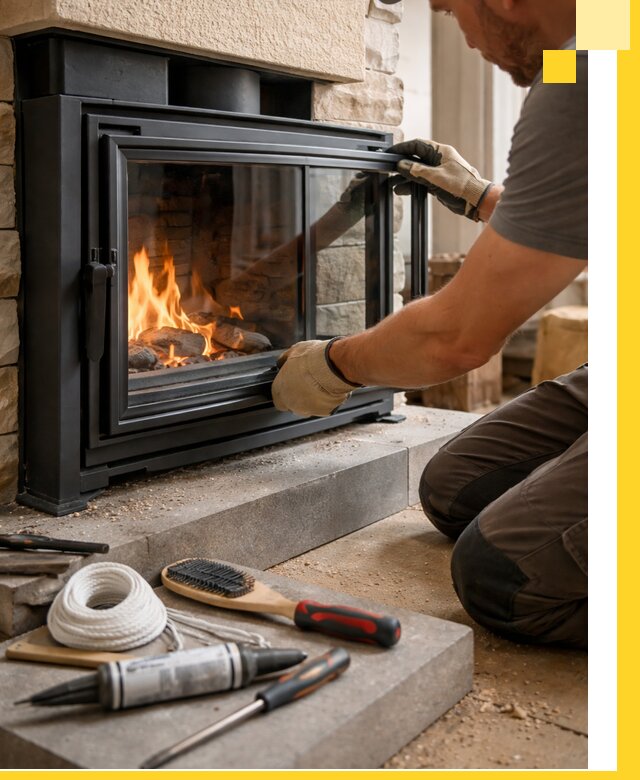 Производство, монтаж и доставка каминов со стеклом в Нововоронеже