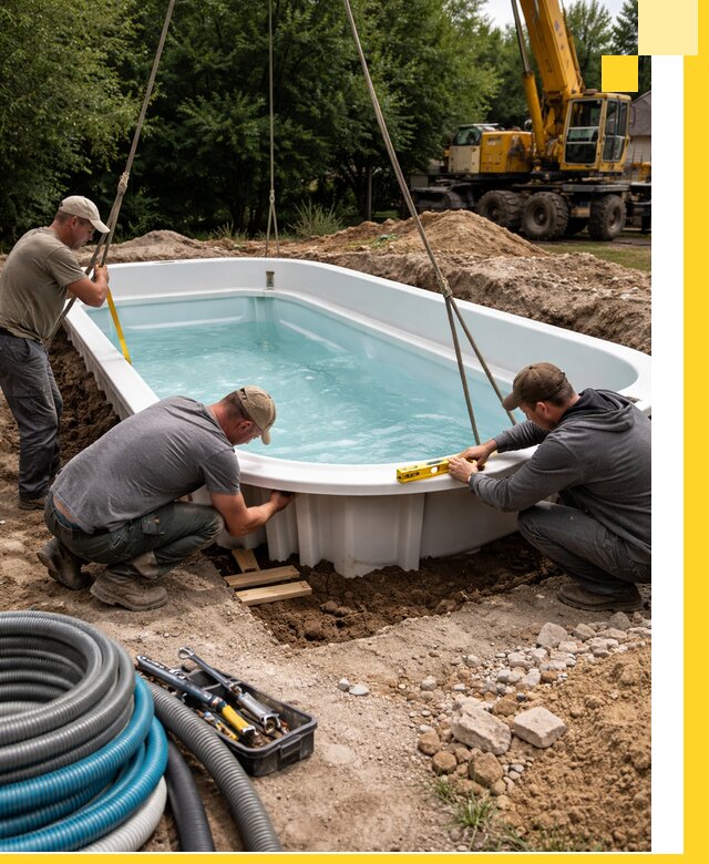 Установка и монтаж композитных бассейнов под ключ в Нововоронеже