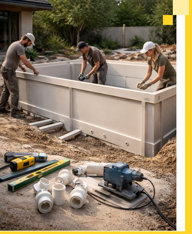 Установка полипропиленовых бассейнов под ключ в Нововоронеже