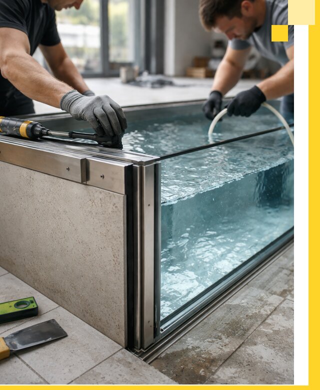 Проектирование и монтаж стеклянных бассейнов в Нововоронеже