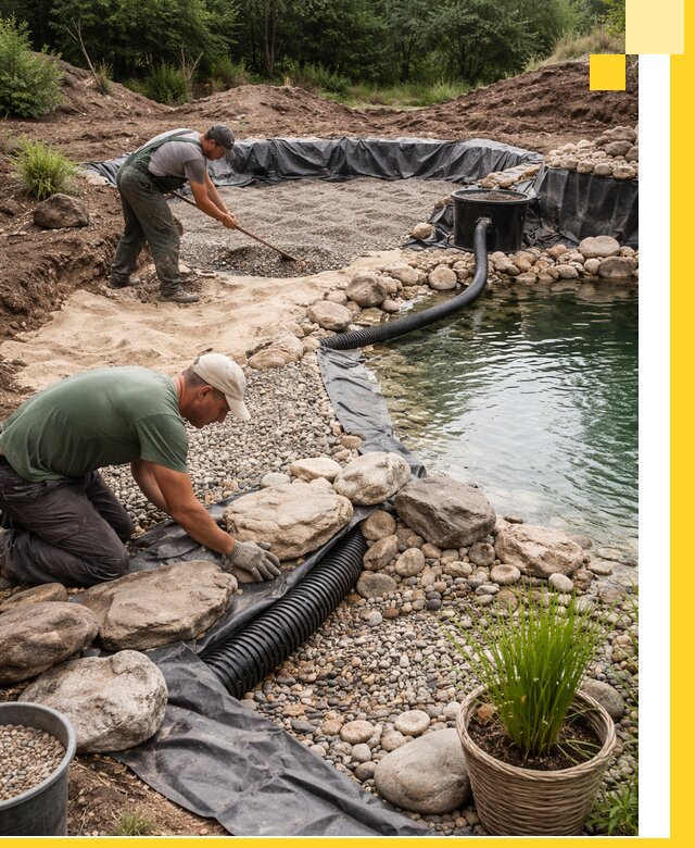 Строительство природных бассейнов и озер в Нововоронеже под ключ