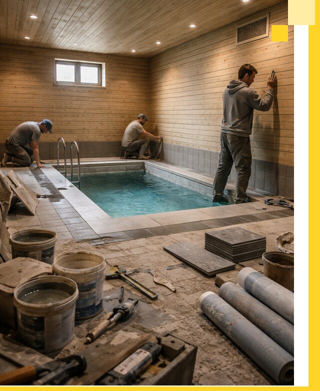 Строительство бани с бассейном и сауной под ключ в Нововоронеже