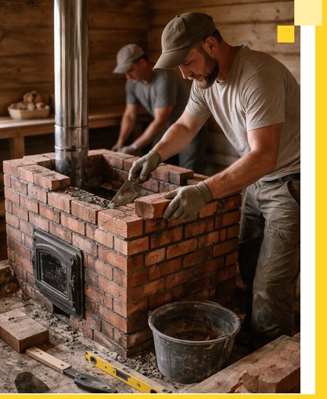 Кирпичные печи для бани под ключ в Нововоронеже, проект и монтаж