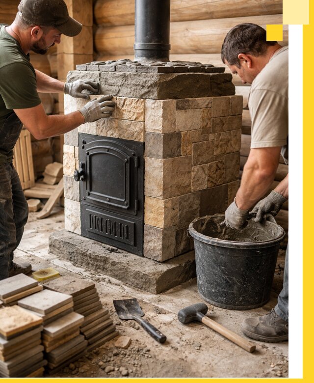 Облицовка банной печи под ключ в Нововоронеже: камень и плитка