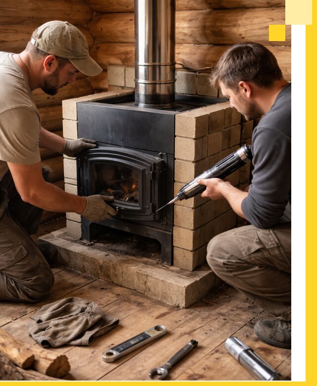 Монтаж и установка печи в бане под ключ с гарантией в Нововоронеже