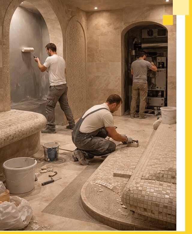 Строительство бани с хамамом и бассейном под ключ в Нововоронеже