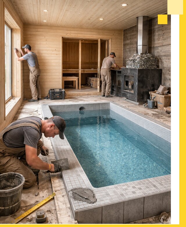 Проект бани с бассейном и сауной в Нововоронеже под ключ