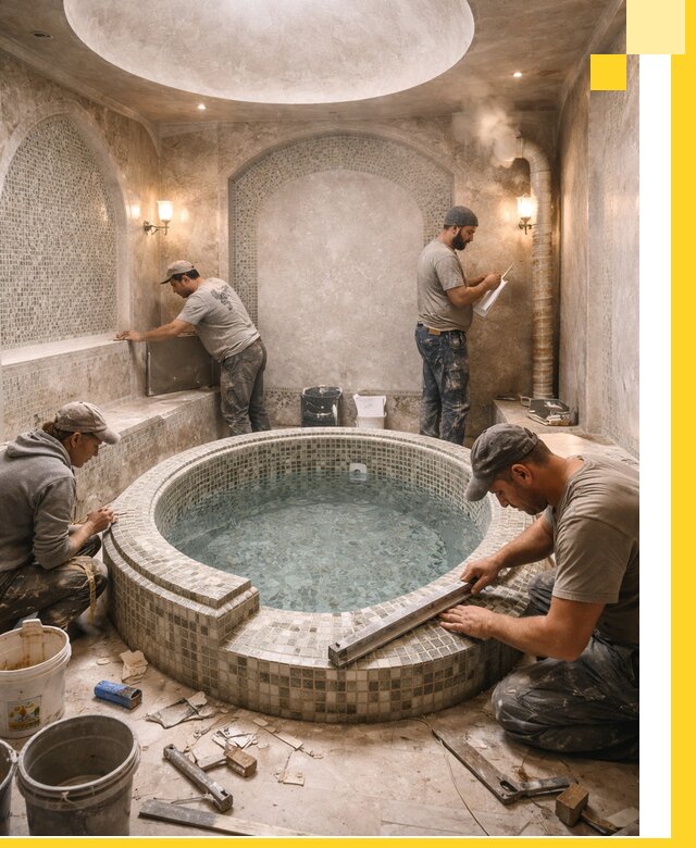 Профессиональное строительство хамама с бассейном в Нововоронеже под ключ