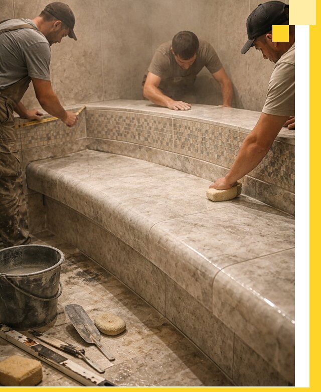 Изготовление и установка сидений для хамама в Нововоронеже