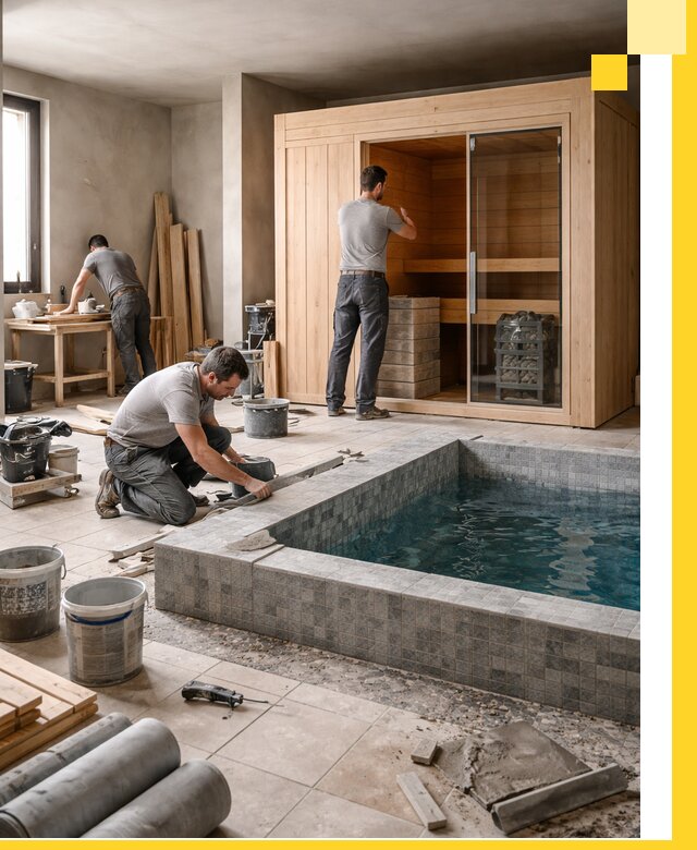 SPA зоны под ключ с бассейном сауной и печью в Нововоронеже